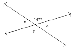 <strong>Find the measure of the indicated angle. Figure is not drawn to scale. - Find the measure ofure of \triangle X </strong> A)43° B)33° C)57° D)237°