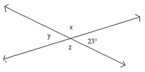 <strong>Find the measure of the indicated angle. Figure is not drawn to scale. - Find the measure ofure of \triangle Z . </strong> A)157° B)113° C)67° D)167°