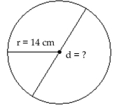 <strong>Find the unknown diameter or radius in the figure. </strong> A)28 cm B)4.7 cm C)42 cm D)7 cm