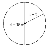 <strong>Find the unknown diameter or radius in the figure. </strong> A)54 ft B)36 ft C)6 ft D)9 ft