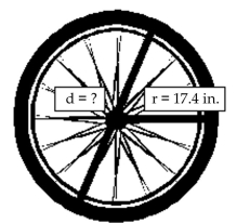 <strong>Find the unknown diameter or radius in the figure. </strong> A)52.2 in. B)8.7 in. C)34.8 in. D)5.8 in.