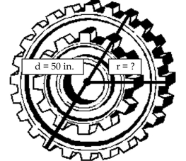 <strong>Find the unknown diameter or radius in the figure. </strong> A)25 in. B)17 in. C)150 in. D)100 in.