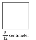<strong>Solve. Write the answer in simplest form. -Find the perimeter of the square. Recall that the perimeter of a figure is the distance around a figure. </strong> A) \frac { 25 } { 144 } \mathrm {~cm} B) \frac { 5 } { 4 } \mathrm {~cm} C) \frac { 5 } { 6 } \mathrm {~cm} D) \frac { 5 } { 3 } \mathrm {~cm}