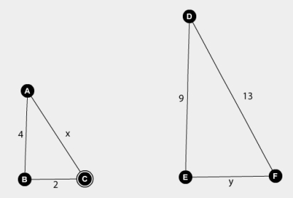 <strong>The triangles below are similar. Find the length of side x. </strong> A)6.2 B)7.1 C)5.8 D)6.7