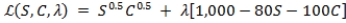 <strong>Suppose that Maria cares only about shoes and clothes. Her utility function is U = S<sup>0.5</sup>C<sup>0.5</sup>, where S is the number of pairs of shoes and C is the number of clothing items that she owns. The price of shoes is $80, and the price of clothes is $100. Suppose that Maria must have 1,000 units of utility and wants to achieve this level of utility with the lowest possible expenditure. How can Maria's expenditure minimization problem be expressed as a Lagrangian equation?</strong> A) B) C) D)