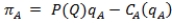 <strong>In a Cournot market structure with two firms, firm A's profit function can be expressed as:</strong> A) , where P(Q) is market (inverse) demand, and is total cost for firm A. B) , where P(Q) is market (inverse) demand, and is total cost for firm A. C) , where P(Q) is market (inverse) demand, and is total cost for firm A. D) , where P(Q) is market (inverse) demand, and is total cost for firm A as a function of firm B's output.
