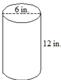 <strong>Find the surface area and volume. </strong> A)SA = 226.08 square inches, V = 1356.48 cubic inches B)SA = 339.12 square inches, V = 678.24 cubic inches C)SA = 282.6 square inches, V = 339.12 cubic inches D)SA = 678.24 square inches, V = 1356.48 cubic inches