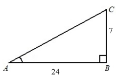 <strong>Use the Pythagorean theorem to find the length of the missing side. Then find the exact values of The sin A, cos A, and tan A. </strong> A) B) C) D)