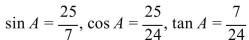 <strong>Use the Pythagorean theorem to find the length of the missing side. Then find the exact values of The sin A, cos A, and tan A. </strong> A) B) C) D)