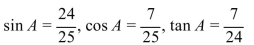 <strong>Use the Pythagorean theorem to find the length of the missing side. Then find the exact values of The sin A, cos A, and tan A. </strong> A) B) C) D)