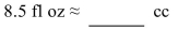 Convert the unit of capacity. Round the answer to one decimal place if necessary.