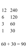 <strong>Use the Russian peasant method to multiply. 12 × 30</strong> A) B) C) D)