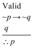 <strong>Write the argument in symbols; then decide whether the argument is valid by using the common forms of valid Arguments and fallacies. </strong> A) B) C) D)
