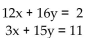 <strong>Write a system of equations associated with the augmented matrix. Do not try to solve. </strong> A) B) C) D)
