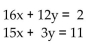 <strong>Write a system of equations associated with the augmented matrix. Do not try to solve. </strong> A) B) C) D)