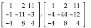 Determine the row operation that was used on the first matrix to obtain the second matrix.