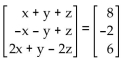<strong>Solve the system of equations corresponding to the given matrix equation. </strong> A) {(-2, 7, 3)} B) {(-7, 2, -3)} C) {(7, -2, 3)} D) {(0, 2, -3)}