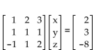 Write the matrix equation as a system of equations and solve the system. -