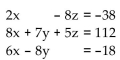 Use a graphing calculator to solve the system by finding . (Round to the nearest integer if necessary.) -