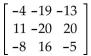 Find the minor for the element in the first row and second column of the given matrix. -