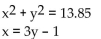 Solve the system by graphing on a calculator. Round to the nearest hundredth if necessary. -