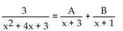 Find the unknowns on the right side of the partial fraction decomposition. -