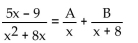 Find the unknowns on the right side of the partial fraction decomposition. -
