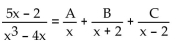 Find the unknowns on the right side of the partial fraction decomposition. -