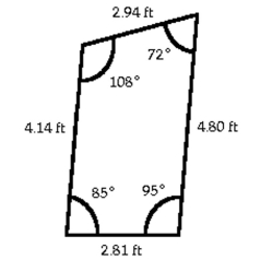 <strong>Find the area of the region. Round to the nearest hundredth of a square foot. </strong> A) B) C) D)