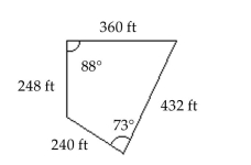 <strong>Find the area of the region. Round to the nearest square foot. </strong> A) B) C) D)