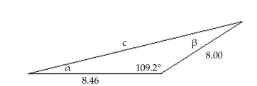 <strong>Solve the triangle. Approximate values to the nearest tenth when appropriate. </strong> A) B) C) D) No solution