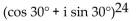 Use De Moivre's theorem to simplify the expression. Write the answer in the form a + bi. -