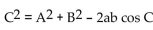 Provide an appropriate response. -What happens if C = 90° when the law of cosines is applied in the form
