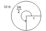 <strong>Solve the problem. Use the formula to determine the value of r in the figure. Round to two decimal places. </strong> A) 2.12 ft B) 0.04 ft C) 0.47 ft D) 47.12 ft