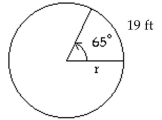 <strong>Solve the problem. Use the formula to determine the value of r in the figure. Round to two decimal places. </strong> A) 21.55 ft B) 16.75 ft C) 0.06 ft D) 0.29 ft
