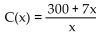 Find a formula for the inverse of the function described below. -An organization determines that the cost per person of chartering a bus is given by the formula , where x is the number of people in the group, and C(x) is in dollars.