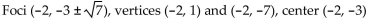 <strong>Using the graph of the ellipse, determine the coordinates of the foci, vertices, and center. </strong> A) B) C) D) Foci (-5, -3) and (1, -3), vertices (-2, 1) and (-2, -7), center (-2, -3)