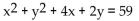 Find the center and the radius of the circle. - 