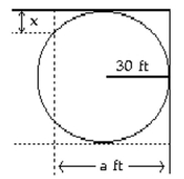 Solve the problem. -A circular pond is being installed in the corner of a yard, as shown. The installer needs to know the value of x in feet. Find x to the nearest tenth of a foot. a = 38 ft