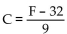 <strong>Solve the formula for the specified variable. F = C + 32 for C</strong> A) B) C) D)