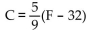 <strong>Solve the formula for the specified variable. F = C + 32 for C</strong> A) B) C) D)