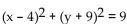 Find the center and radius of the circle. - 