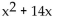 Find the perfect square trinomial whose first two terms are given. -