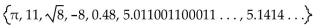<strong>Find the specified subset. The rational numbers in the set  </strong> A) 0.48, 5.011001100011 . . . , 5.1414 . . . B) 11, -8, 0.48, 5.1414 . . . C)   D)   <div style=padding-top: 35px> 