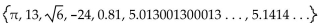 Find the specified subset. -The irrational numbers in the set