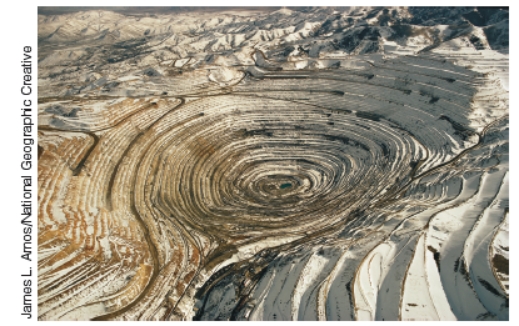 <strong>What is shown in the picture? </strong> A)a slope mine B)an open-pit surface mine C)agricultural terraces D)a subsurface mine