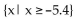 <strong>Express in set builder notation the set of numbers indicated on the number line. A = -5.4</strong> A) B) {x| x > -5.4} C) {x| x < -5.4} D)