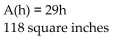 <strong>Solve the problem. The formula for the area of a parallelogram is A = bh. If the base measures 29 inches, the area is a function of the altitude, h. Write the function in function notation where the base is 29. Determine the area of the parallelogram When the altitude is 30 inches.</strong> A) B) C) D)