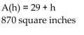 <strong>Solve the problem. The formula for the area of a parallelogram is A = bh. If the base measures 29 inches, the area is a function of the altitude, h. Write the function in function notation where the base is 29. Determine the area of the parallelogram When the altitude is 30 inches.</strong> A) B) C) D)
