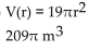 <strong>Solve the problem. The formula for the volume of a right circular cylinder is . If the height is 19 m, then the volume is a function of the radius, r. Write the function using function notation, where the height is 19. Determine the Volume if the radius is 11 m.</strong> A) B) C) D)